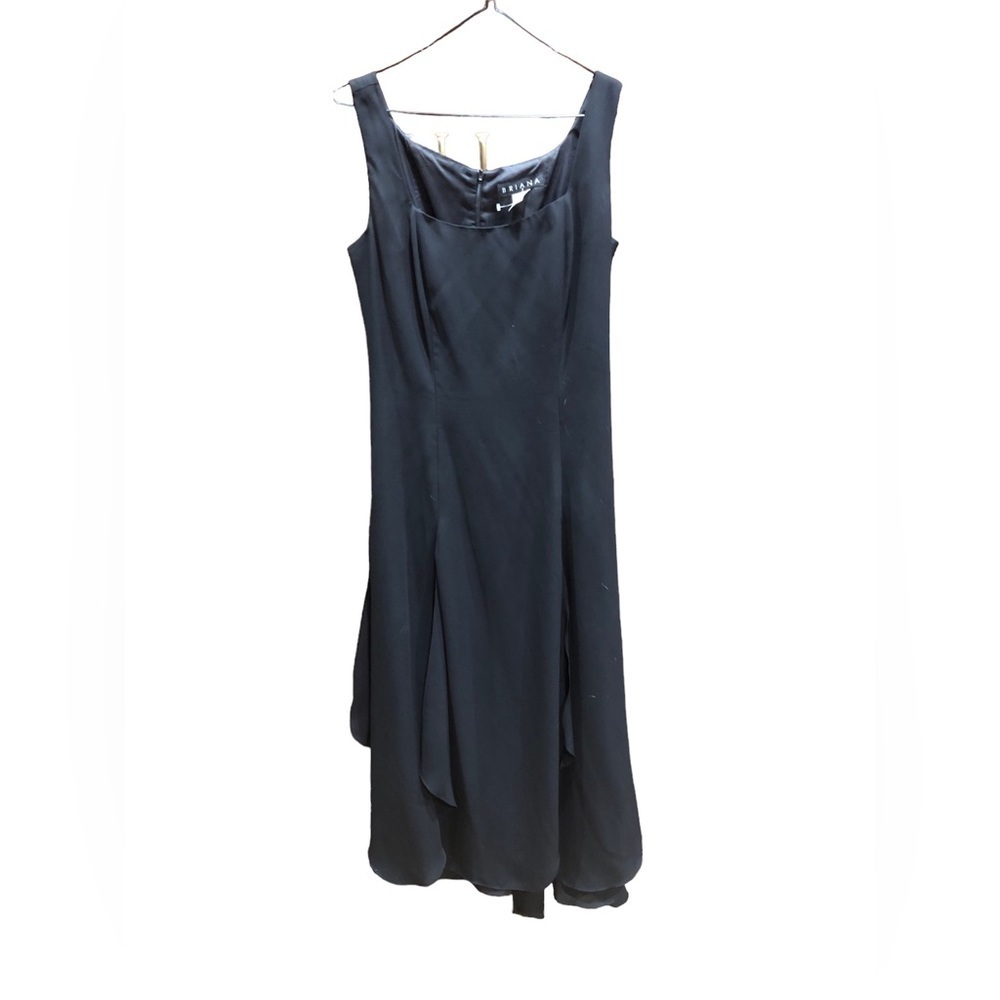 Vintage Brianna Sheer Overlay Black Sleeveless Dress Carwash Flap Hem Sz 4